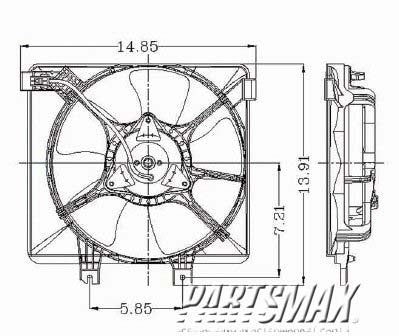 3113 | 1993-1995 MAZDA 626 Condenser fan CRONOS; includes motor/blade/shroud; w/4 cyl engine; to 3/16/95 | MA3113101|GA2A61710A