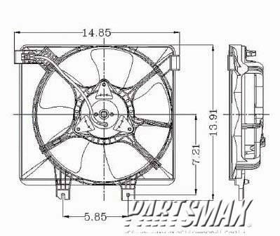 3113 | 1993-1995 MAZDA 626 Condenser fan includes motor/blade/shroud; w/4 cyl engine; to 3/16/95 | MA3113101|GA2A61710A