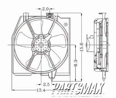 3113 | 1995-1998 MAZDA PROTEGE Condenser fan includes motor/blade/shroud; USA; w/1.5L engine; w/air cond; right side | MA3113105|Z50115035