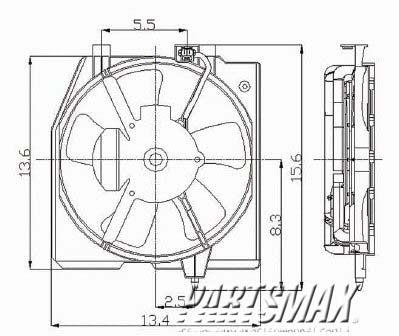 2925 | 1999-2000 MAZDA PROTEGE Condenser fan includes motor/blade/shroud; right side | MA3113106|B59515035C