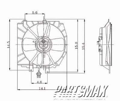 3115 | 1995-1998 MAZDA PROTEGE Radiator cooling fan assy includes motor/blade/shroud; w/1.5L engine | MA3115102|MA3115102