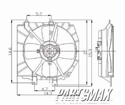 3115 | 1999-2002 MAZDA PROTEGE Radiator cooling fan assy w/auto trans; left side | MA3115112|ZL0415025C