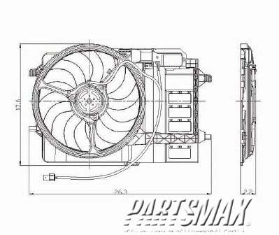 3115 | 2003-2008 MINI COOPER Radiator cooling fan assy fan housing assembly; from 3/03 | MC3115102|17117541092