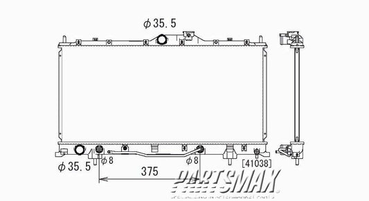 2870 | 2006-2012 MITSUBISHI ECLIPSE Radiator assembly w/3.8L; w/auto trans | MI3010211|MZ690918