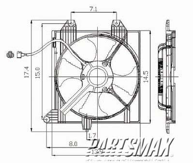 3113 | 2002-2007 MITSUBISHI LANCER Condenser fan includes motor/blade/shroud; w/2.0L engine; except Evolution | MI3113111|MN185142