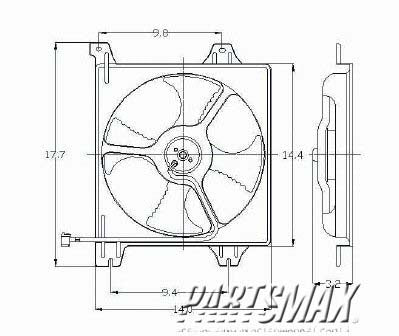 3113 | 1999-2003 MITSUBISHI GALANT Condenser fan includes motor/blade/shroud; w/2.4L engine | MI3113121|MR568144