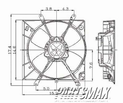 3115 | 1994-1998 MITSUBISHI GALANT Radiator cooling fan assy includes motor/blade/shroud; GS; w/manual trans | MI3115102|MI3115102