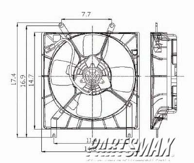 3115 | 1997-2002 MITSUBISHI MIRAGE Radiator cooling fan assy w/1.5L engine | MI3115106|MI3115106