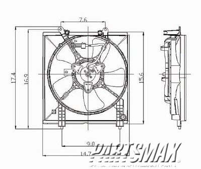 3115 | 2002-2002 MITSUBISHI LANCER Radiator cooling fan assy includes motor/blade/shroud; w/single fan | MI3115109|MI3115109