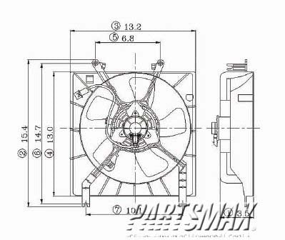 2880 | 1997-2002 MITSUBISHI MIRAGE Radiator cooling fan assy w/1.8L engine; w/auto trans | MI3115116|MI3115116