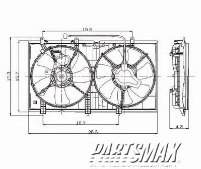 3115 | 2003-2005 MITSUBISHI LANCER Radiator cooling fan assy dual fan assembly; w/2.0L engine | MI3115119|MI3115119