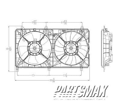 3115 | 2004-2012 MITSUBISHI GALANT Radiator cooling fan assy 2.4L; Motor/Blade/Shroud Dual Fan Assy; see notes | MI3115120|MR571254-PFM