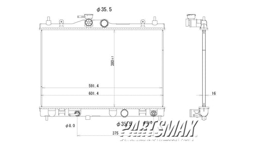 3010 | 2007-2011 NISSAN VERSA Radiator assembly A/T; w/Variable Trans | NI3010218|21460ZW40A