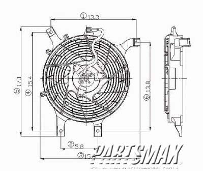 2925 | 1998-2000 NISSAN FRONTIER Condenser fan w/3.3L engine | NI3113106|921204S100