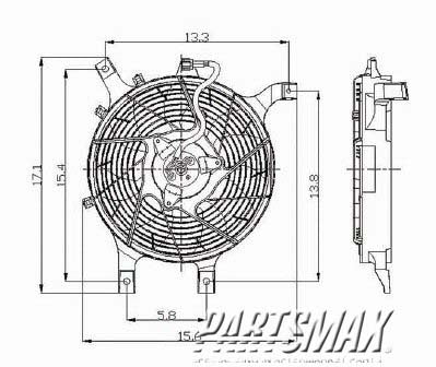 3113 | 2001-2004 NISSAN FRONTIER Condenser fan w/3.3L engine | NI3113107|921209Z400