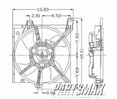 3115 | 1998-1999 NISSAN SENTRA Radiator cooling fan assy includes motor/blade/shroud; w/1.6L engine; Mexico built | NI3115101|214818B700