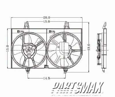 3115 | 2000-2006 NISSAN SENTRA Radiator cooling fan assy 2.0L | NI3115102|214816M100