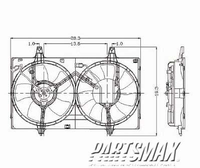 3115 | 1996-1999 INFINITI I30 Radiator cooling fan assy dual fan assembly | NI3115103|B14812L700