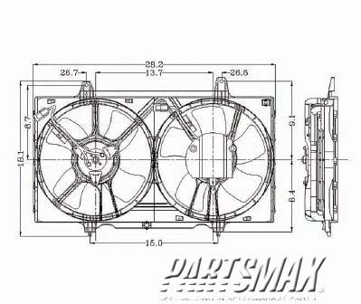 2880 | 1993-1997 NISSAN ALTIMA Radiator cooling fan assy includes motor/fan/blade | NI3115104|214815B600