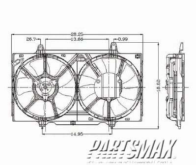 3115 | 2000-2001 NISSAN ALTIMA Radiator cooling fan assy includes motor/fan/blade; w/auto trans | NI3115105|214810Z001