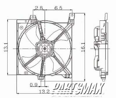 3115 | 1995-1998 NISSAN 200SX Radiator cooling fan assy includes motor/blade/shroud; w/2.0L engine; w/manual trans | NI3115111|214818Z000