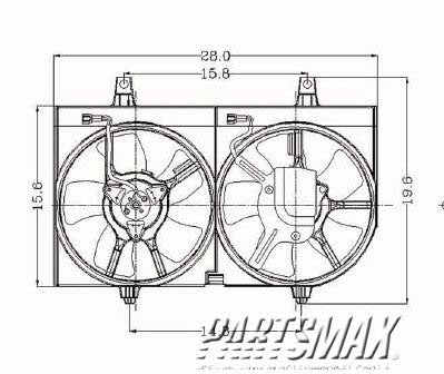 3115 | 2001-2001 NISSAN MAXIMA Radiator cooling fan assy dual fan assy; includes motors/blades/shroud | NI3115114|B14815U003