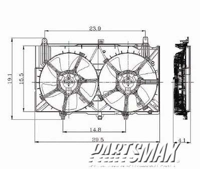 3115 | 2003-2005 INFINITI G35 Radiator cooling fan assy dual fan assembly | NI3115127|21481CF40B