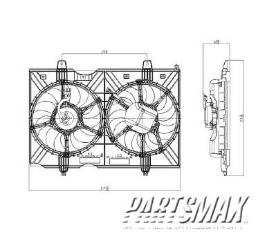 3115 | 2009-2013 NISSAN ROGUE Radiator cooling fan assy KROM | NI3115137|21481JG70A