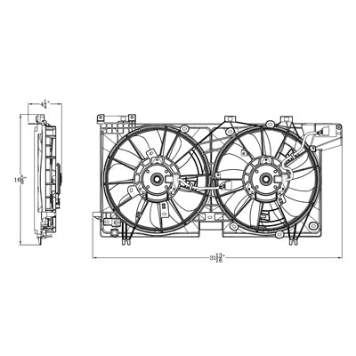 3115 | 2015-2017 SUBARU LEGACY Radiator cooling fan assy 3.6L; Motor/Blade/Shroud Dual Fan Assy; see notes | SU3115134|45122AL02A-PFM