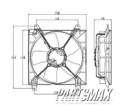 3117 | 2005-2008 SUZUKI RENO Radiator fan/motor assembly Left side | SZ3117100|1710085Z21