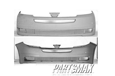 250 | 2004-2005 TOYOTA SIENNA Front bumper cover w/park sensor; w/o radar cruise; prime | TO1000270|52119AE901