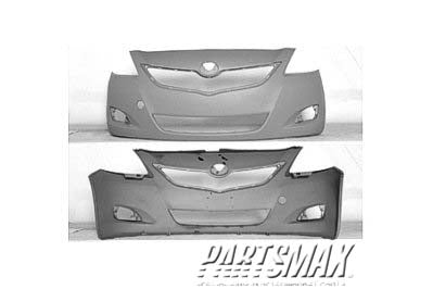 1000 | 2007-2012 TOYOTA YARIS Front bumper cover sedan; w/fog lamps; prime | TO1000321|5211952934