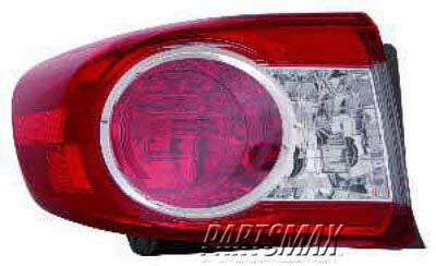 2804 | 2011-2013 TOYOTA COROLLA LT Taillamp assy outer Japan Built; Len/Housing | TO2804112|8156112C10