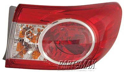 2805 | 2011-2013 TOYOTA COROLLA RT Taillamp assy outer Canada Built | TO2805111|8155002580