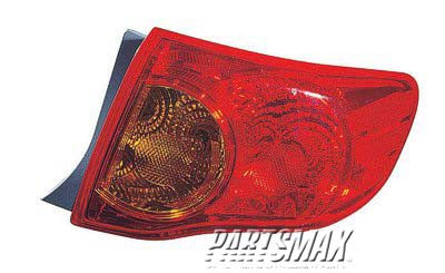 2805 | 2009-2010 TOYOTA COROLLA RT Taillamp assy outer Japan Built; Lens/Housing | TO2805113|8155112A50