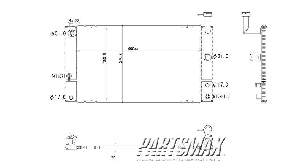 3010 | 2004-2009 TOYOTA PRIUS Radiator assembly includes inverter cooler | TO3010278|1604121281