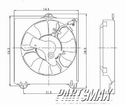 3113 | 1997-2000 TOYOTA RAV4 Condenser fan includes motor/blade/shroud | TO3113109|8859042021