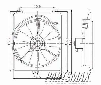 3113 | 1999-1999 TOYOTA CAMRY Condenser fan includes motor/blade/shroud; w/V6 engine; USA built; right side | TO3113111|TO3113111