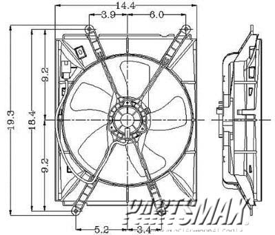 3115 | 1992-1996 TOYOTA CAMRY Radiator cooling fan assy includes motor/blade/shroud; w/4 cyl engine | TO3115103|TO3115103