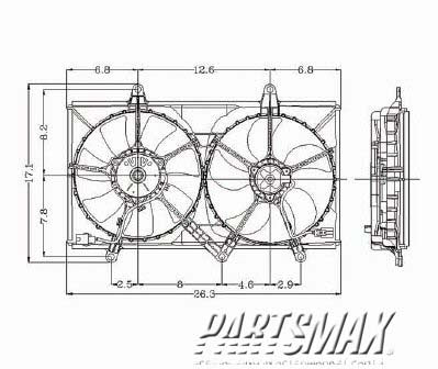 3115 | 1995-1999 TOYOTA COROLLA Radiator cooling fan assy includes motor/blade/shroud for radiator & air cond. condenser | TO3115106|TO3115106