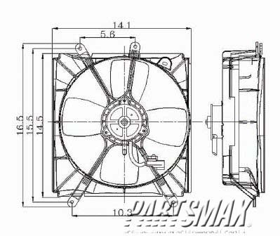 3115 | 1996-2000 TOYOTA RAV4 Radiator cooling fan assy includes motor/blade/shroud | TO3115117|TO3115117