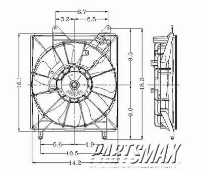 2880 | 2000-2003 TOYOTA AVALON Radiator cooling fan assy includes motor/blade/shroud; marked 0A18; left side | TO3115118|TO3115118