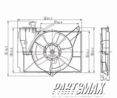 3115 | 2004-2006 SCION xA Radiator cooling fan assy includes motor/blade/shroud; see notes | TO3115119|TO3115119