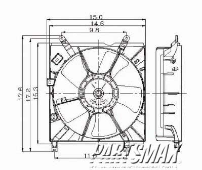 3115 | 2001-2004 TOYOTA RAV4 Radiator cooling fan assy includes motor/blade/shroud; left side | TO3115120|TO3115120