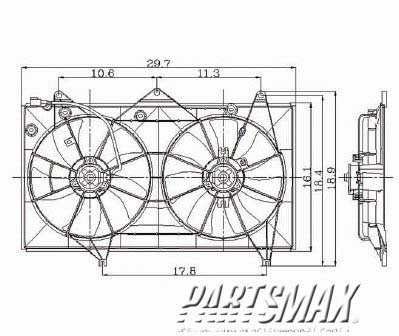 3115 | 2002-2006 TOYOTA CAMRY Radiator cooling fan assy includes both motors/blades/shroud; w/4 cyl engine; USA built | TO3115122|TO3115122