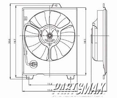 3115 | 1998-2003 TOYOTA SIENNA Radiator cooling fan assy includes motor/blade/shroud; right side; marked T1 | TO3115126|TO3115126