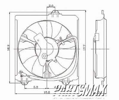 3115 | 2001-2004 TOYOTA RAV4 Radiator cooling fan assy includes motor/blade/shroud; right side | TO3115127|TO3115127