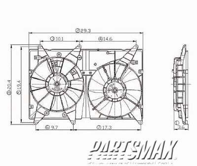 3115 | 2001-2007 TOYOTA HIGHLANDER Radiator cooling fan assy 4 Cyl; w/Towing Pkg; Motor/Blade/Shroud Dual Fan Assy; see notes | TO3115128|1671120120-PFM