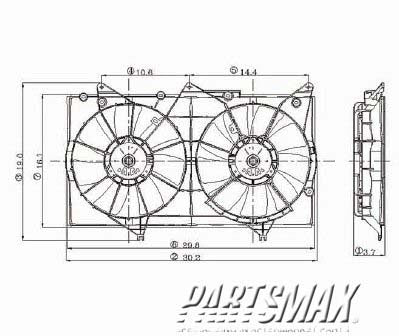 3115 | 2002-2006 TOYOTA CAMRY Radiator cooling fan assy dual fan assembly; w/V6 engine; USA built; w/blades marked 342 & 343 | TO3115129|TO3115129