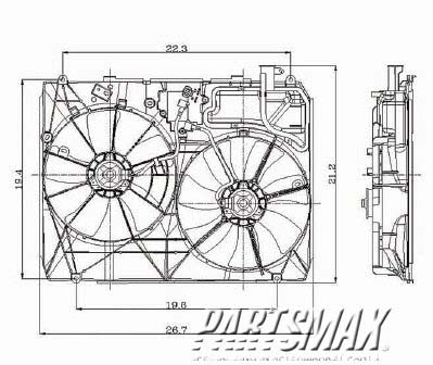 3115 | 2004-2004 TOYOTA SIENNA Radiator cooling fan assy includes motors/blades/shroud; w/o towing package | TO3115135|TO3115135